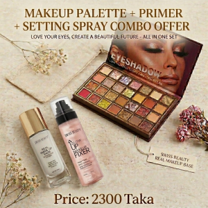 Naughty Makeup Book + Swiss Beauty Highlighting Primer + Swiss Beauty Makeup Fixer 100ml