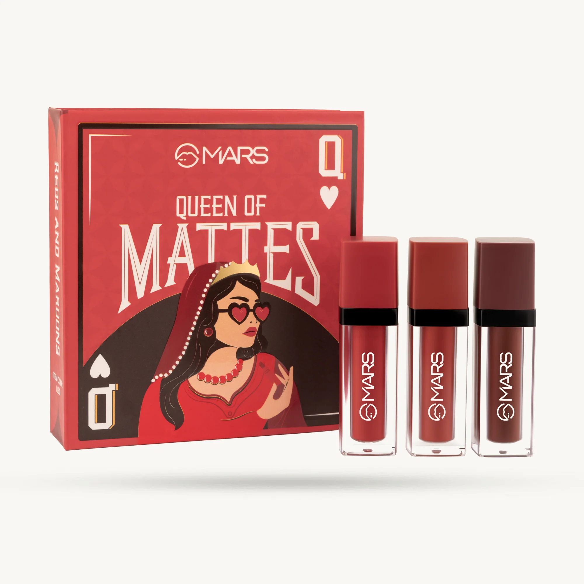 MARS Queen of Mattes Liquid Lipsticks Box Set (Red and Maroons)